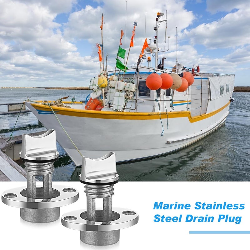 Ripeng Boat Drain Plug Stainless Steel Marine Drain Plug Oval Garboard Transom Boat Plug Kit with Waterproof Seal Ring for 1 Inch Hole, Thread for 3/4 Inch (2, Black) - Image 3
